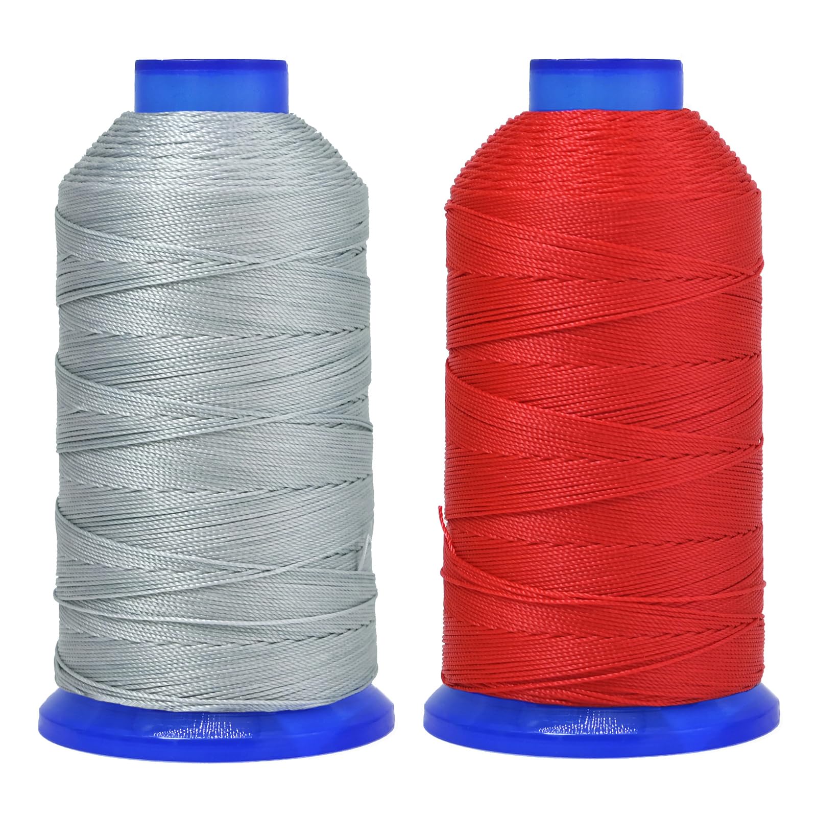 Selric [1200 yardas/rojo + plateado] Paquete de 2 hilos de nailon Tex 270 para coser cuero 840D/3 T270#277 hilo de tapicería resistente para cuero y otros tejidos pesados