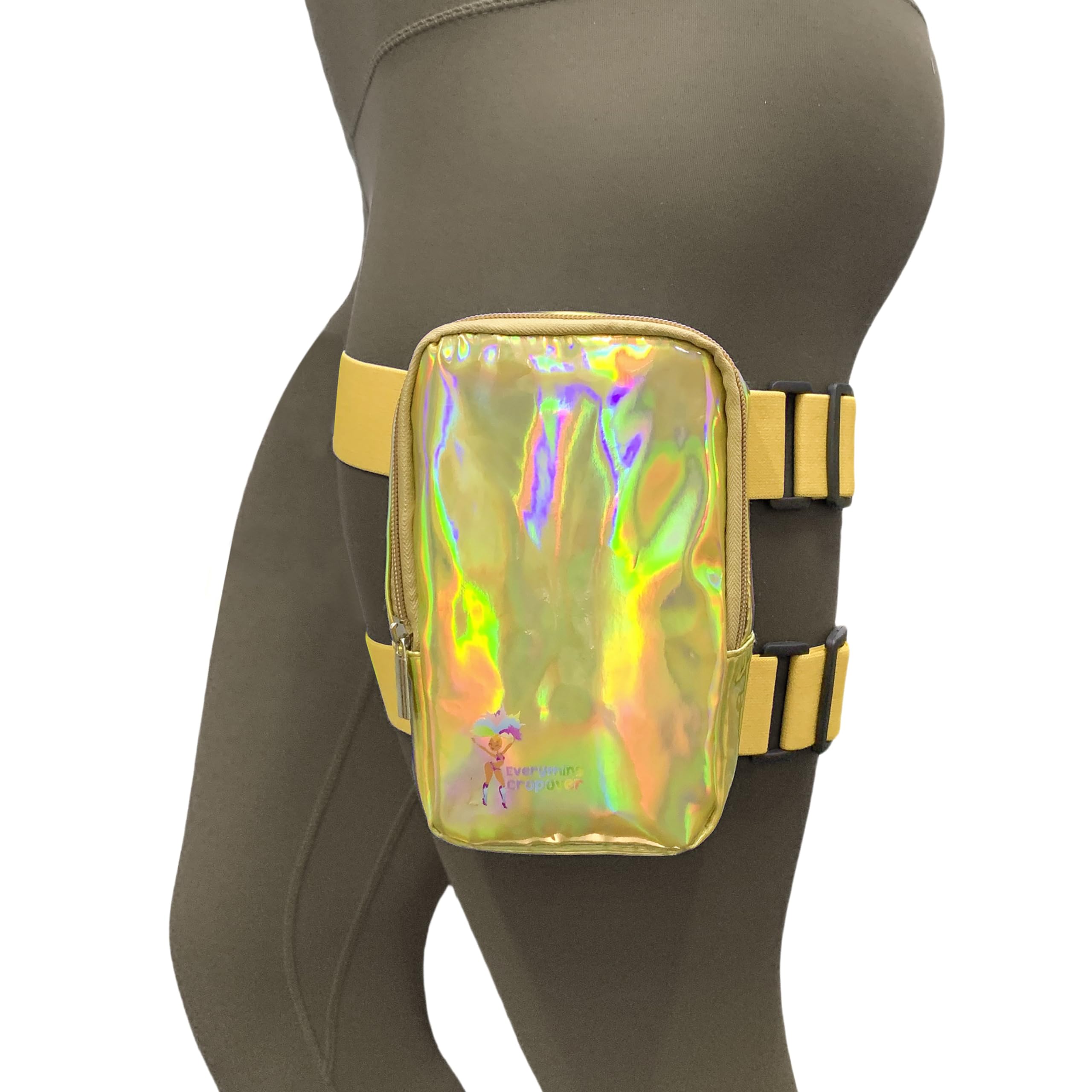 Holographische Oberschenkeltasche | Beingeschirr für Damen | Outdoor Taillentasche | Beintasche Reise J'Open mit verstellbaren farbigen Gurten