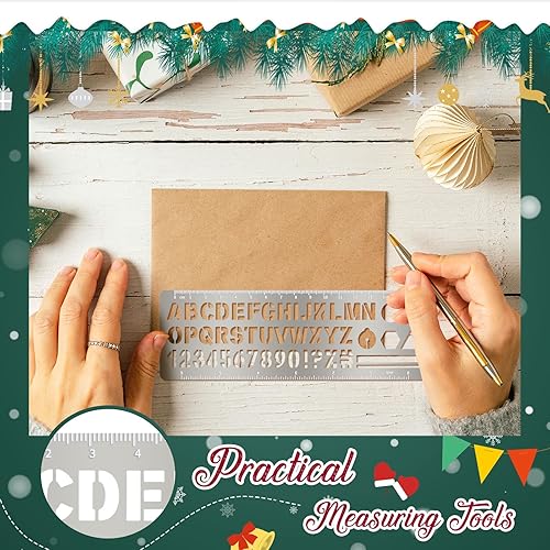 Miniatura 5 de Chinco 4 plantillas de metal para diario de 7.1 x 2.3 pulgadas, suministros escolares, juego de plantillas de acero inoxidable para bricolaje,