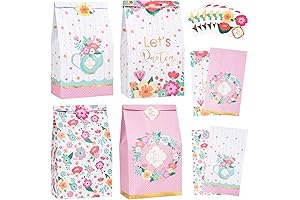 DECORLIFE 24PCS Plastic Tea Bags for Girls Party Favors