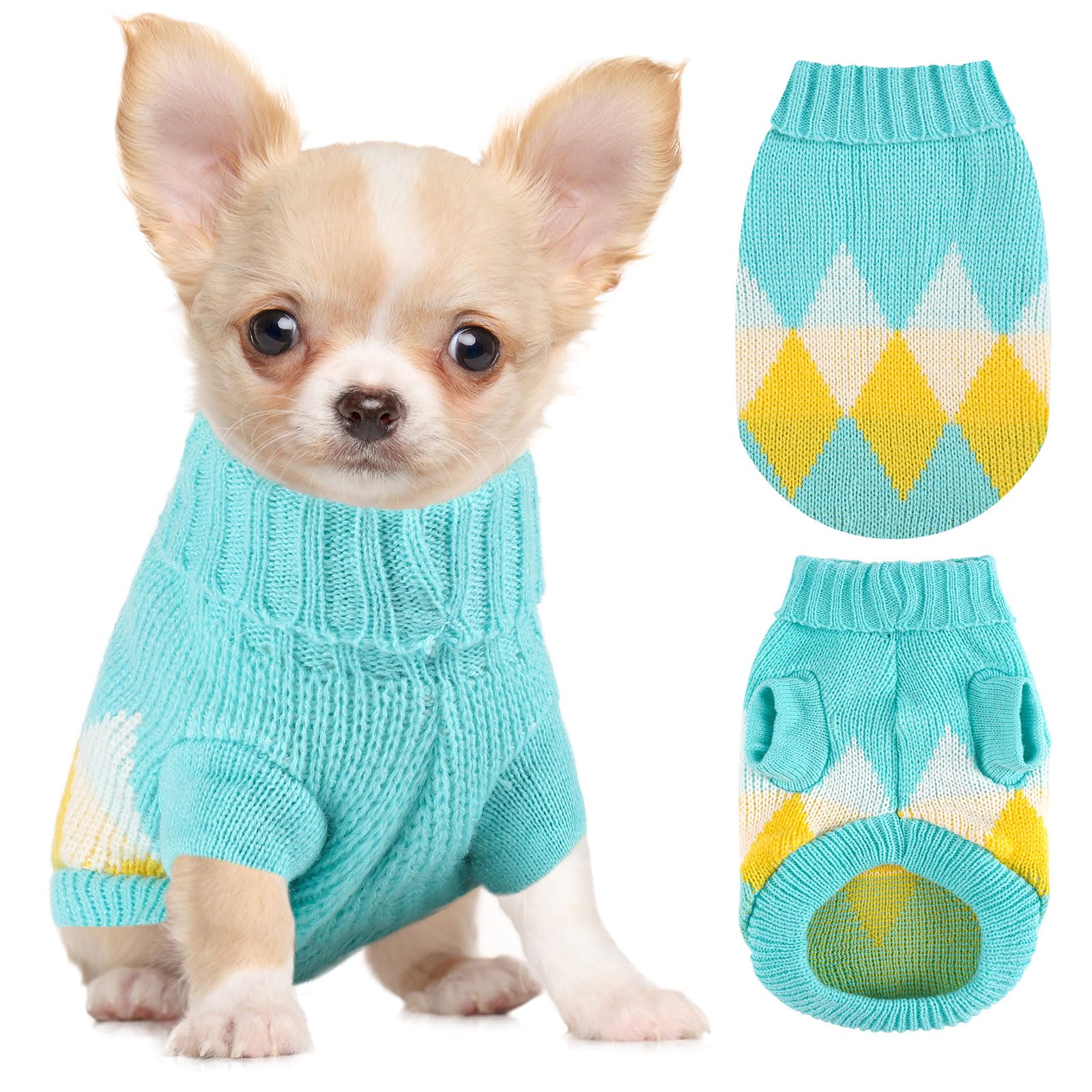 XXS Dog Sweater,Extra Small Knitted Chihuahua Sweater Yorkie Teacup Dachshund,Dog Sweaters for Small Dogs Girl Male Fall Winter Puppy Cat Sweaters（XX-Small）