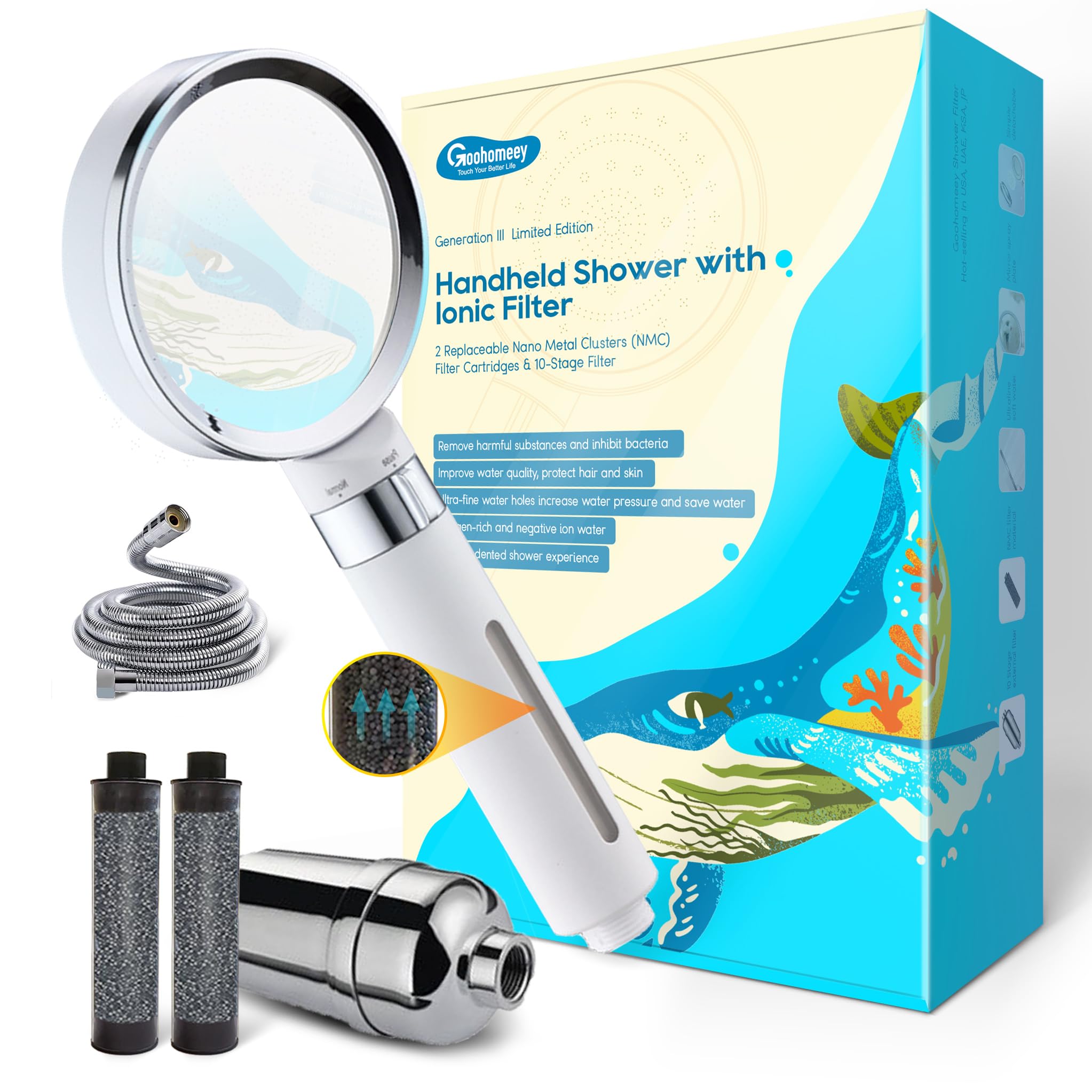 Premium handheld Shower Head With Ionic Filter Set | 15 Stage Shower Filter (Shower head & Shower filter set)