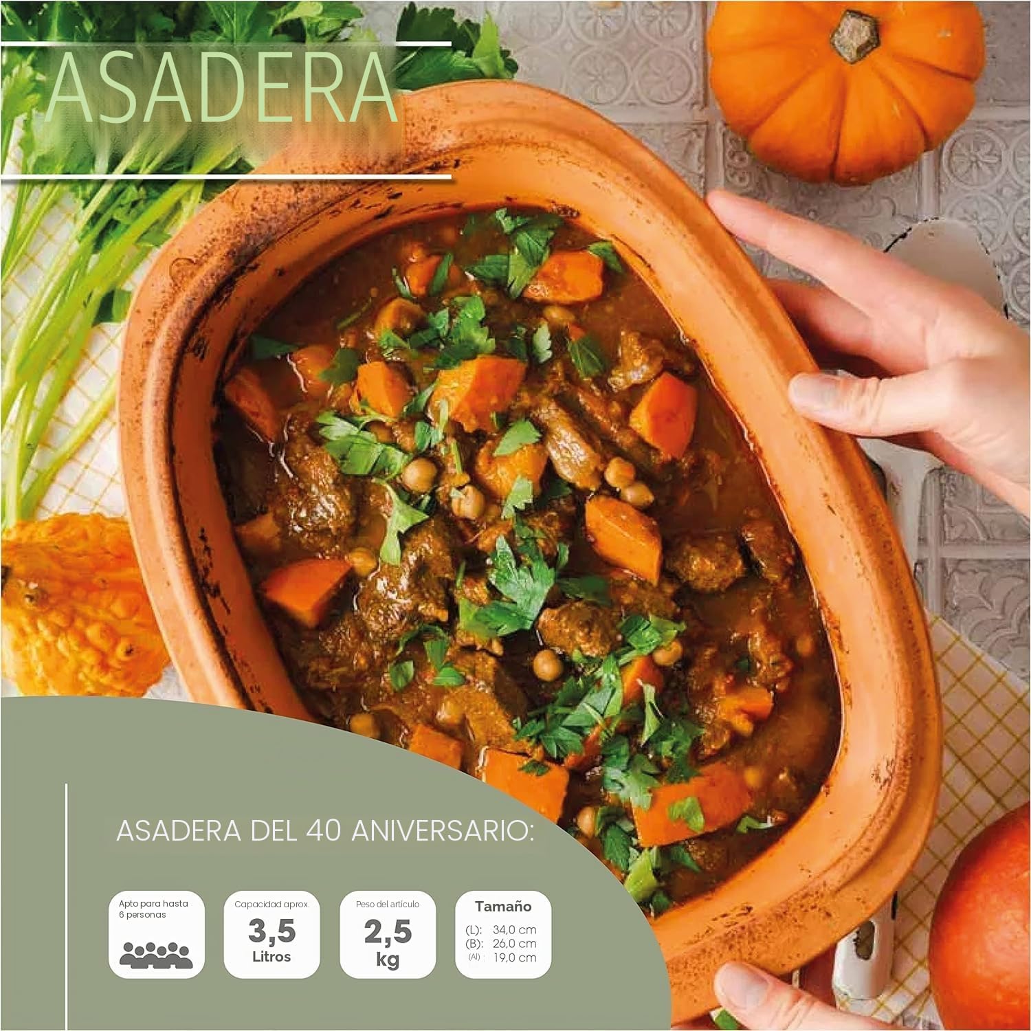 Römertopf – Fuente ovalada de barro natural, edición 50 años, 5 L, para asados jugosos sin grasa en el horno, color terracota