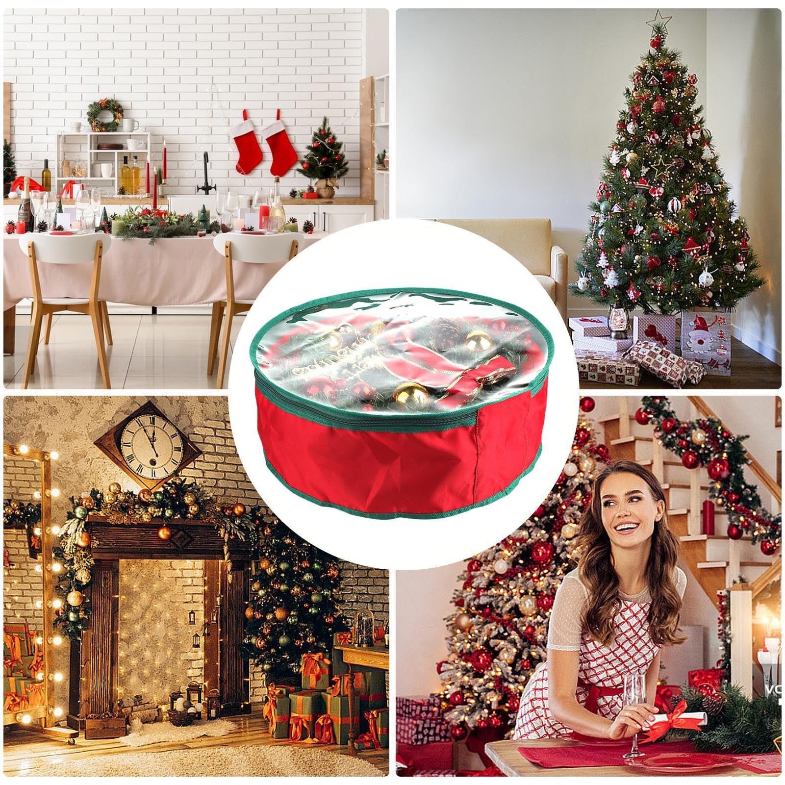 Borsa Per Ghirlande Natalizie Grigia - Contenitore Organizzatore Grande Con Manici