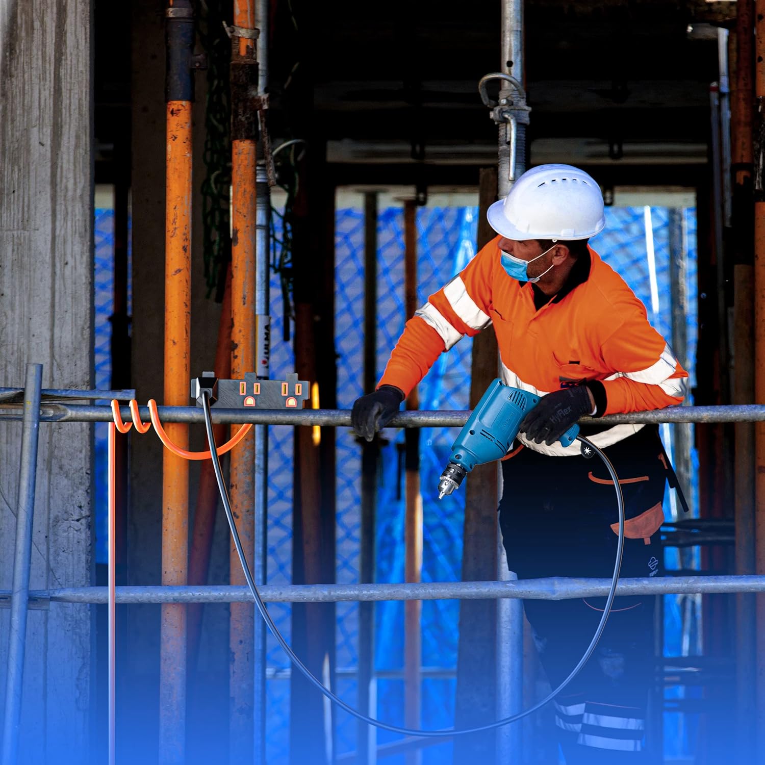 Extension Cord 30 Feet, SJTW Extension Cord with Multiple Outlets, 14 Gauge (Orange) ETL Listed