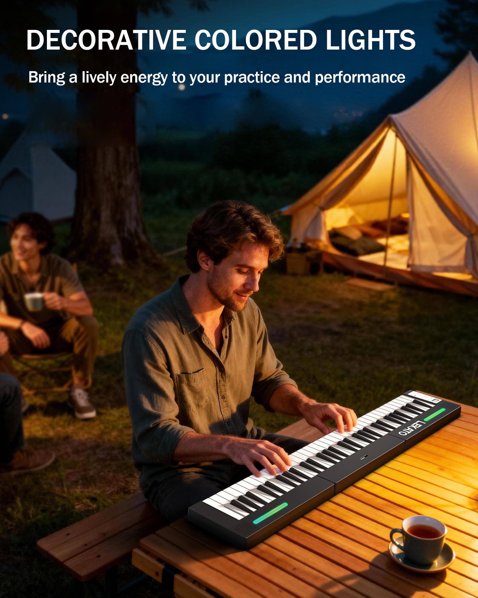 LEKATO Tragbares Piano Keyboard 88 Tasten, Magnetisch Faltbar E-Piano, 128 Sounds 128 Rhythmen Bluetooth MIDI Split Aufnahme, für Anfänger Reise Home