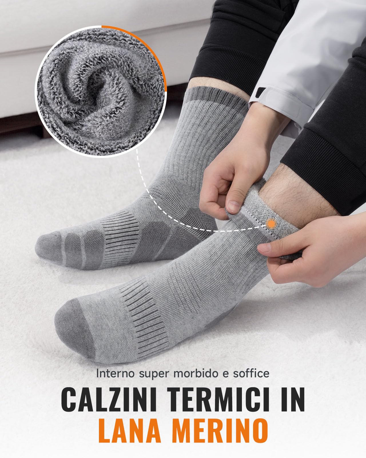 Alaplus Calzini Trekking in Lana Merino, Caldi Calzini Cotone Calze per Donna Uomo,Sportivi Calze Anti Vesciche per Escursionismo Trail, 3 paia