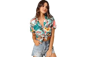 Women's Hawaiian Shirt: Button-Up, Floral Print Paradise
