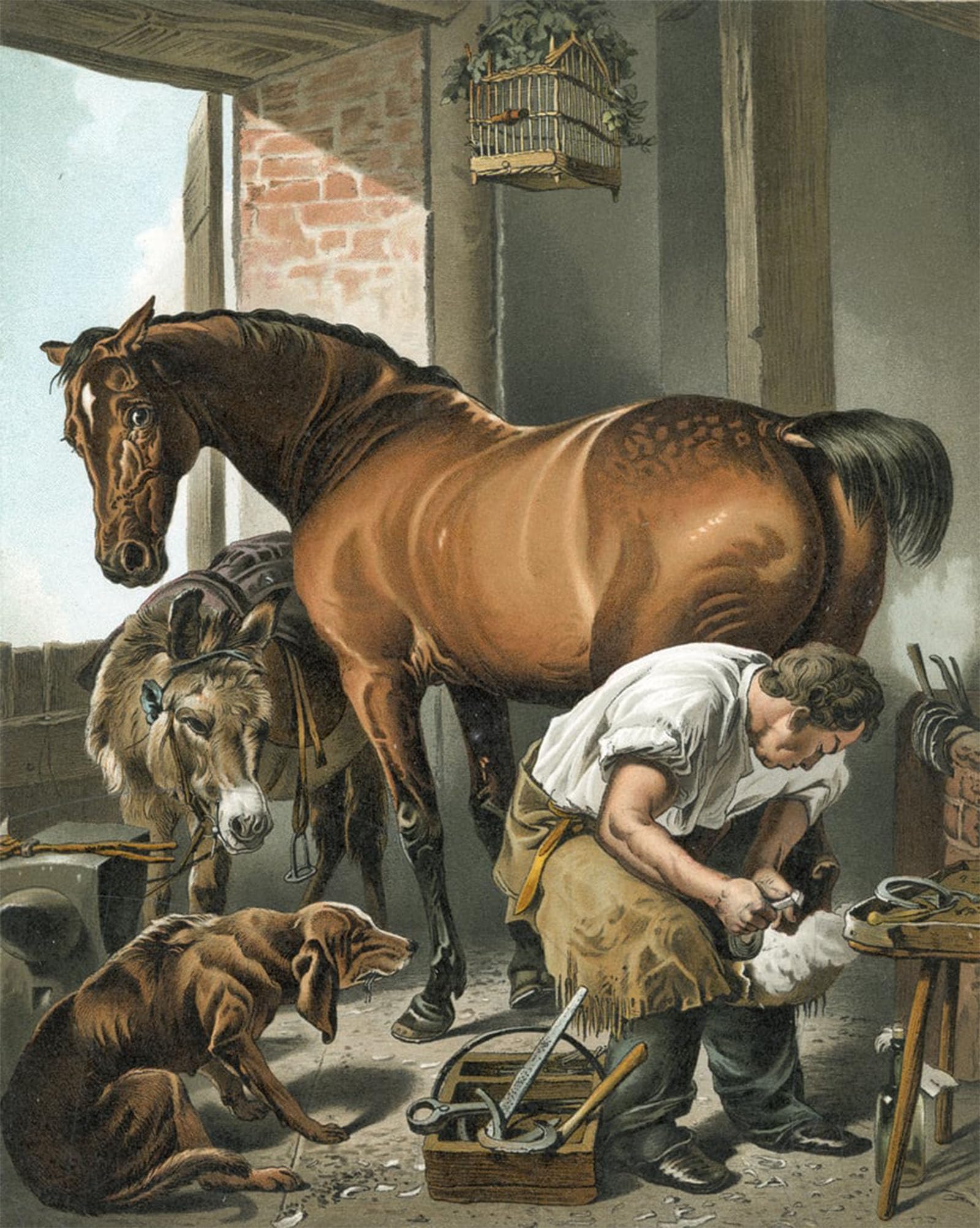 SERENDIPITP Vintage Picture Print on Canvas Wall Art Poster Blacksmith by Edwin Landseer Artwork Print Poster for Wall Decor 60x90cm