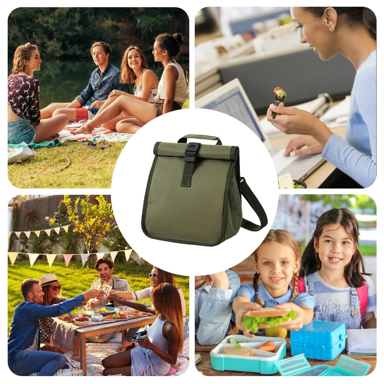 Guyode Lunch Bag Mit Erdbeermuster - Isolierte Lunchtasche Faltbar, Auslaufsicher Für Büro, Picknick & Camping