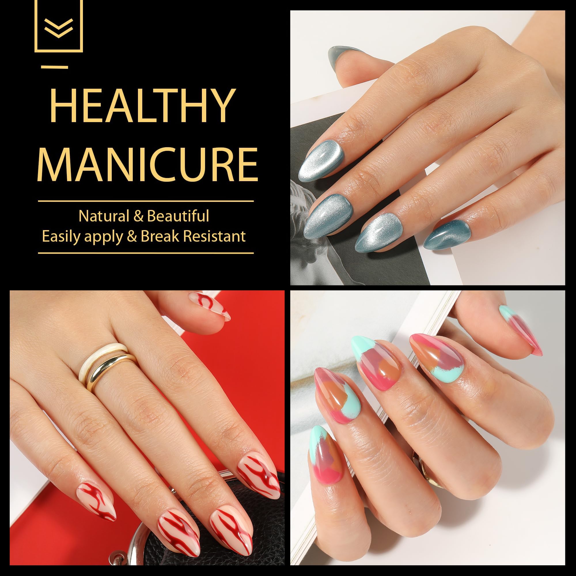 UNA GELLA Short Almond Gel Nail Tips, 600 Pcs Pre-Filed Short Nail Tips Almond Shape Half Matte Press On Nails 12 Sizes Full Cover Clear Fake Nails for Extension Home DIY Salon with Box
