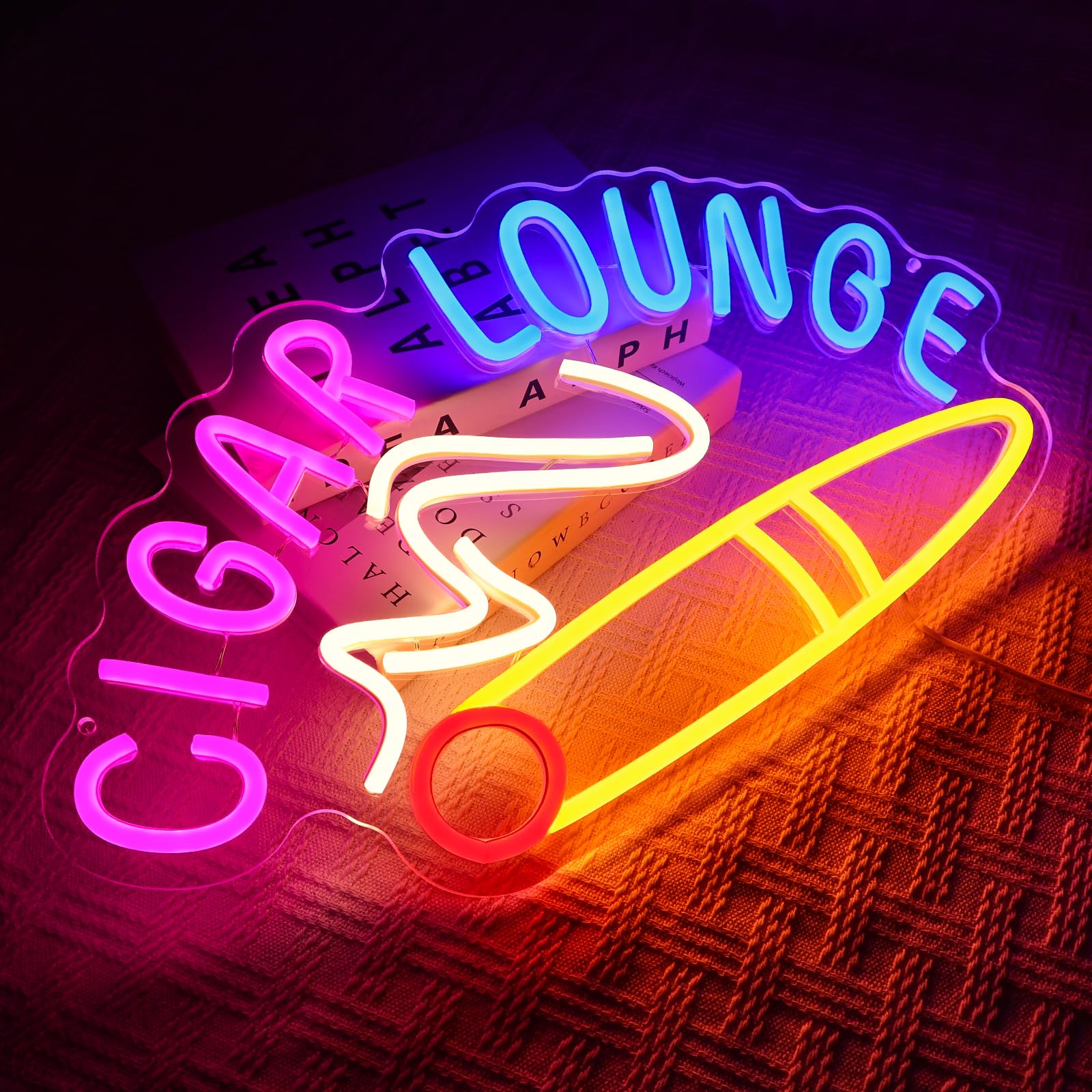 Cigar Lounge Neon Scudo sigari Led Targa al neon Parete Sigarette Neon Sign USB Led Targa per Ricezione Camera Fumare Negozi Bar Man Cave Store Home Business Pub Party Decor