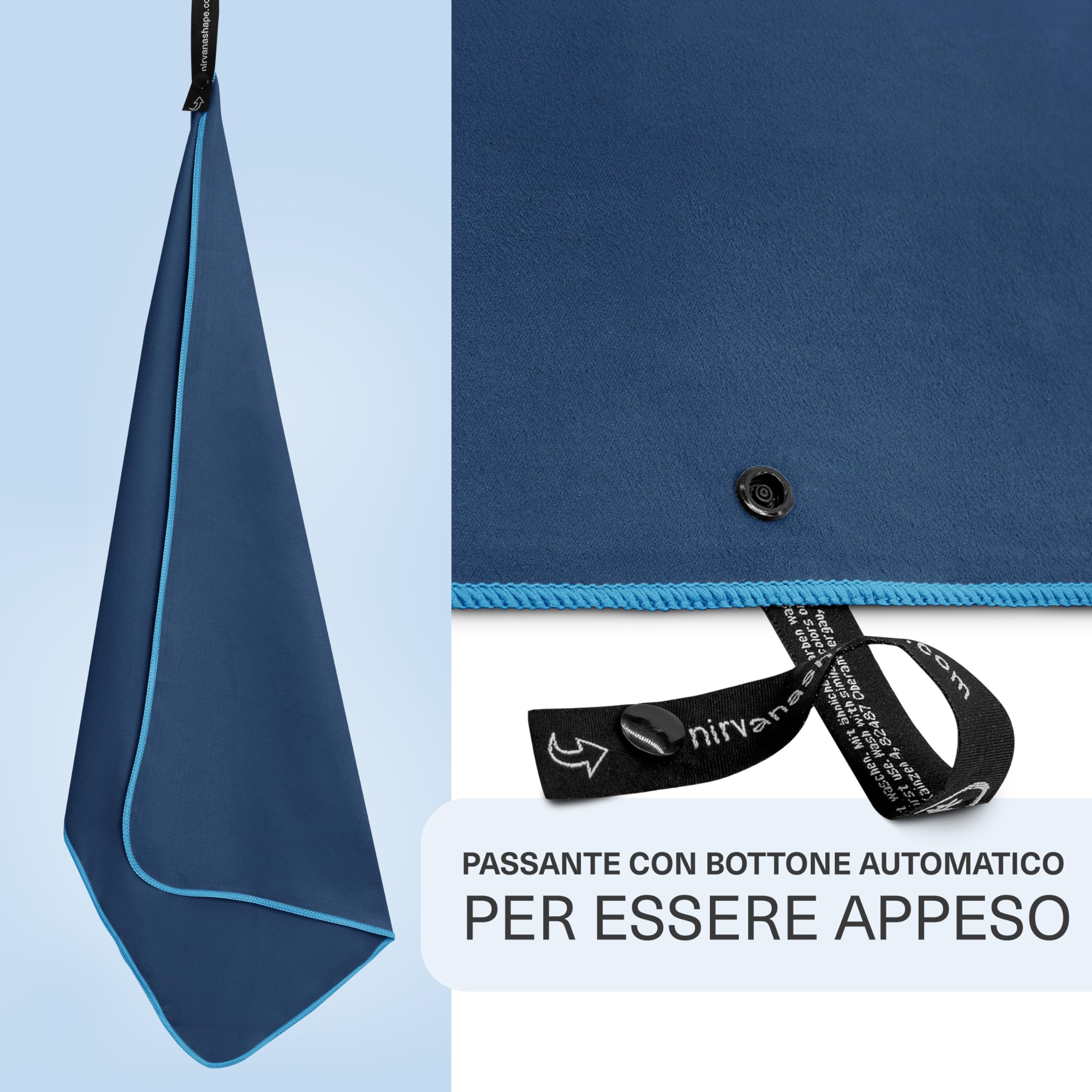 NirvanaShape Asciugamani in microfibra | assorbenti, leggeri, asciugano in fretta | Asciugamani da bagno, asciugamani da viaggio, spiaggia, asciugamani sportivi | Ideali per fitness, yoga, sauna