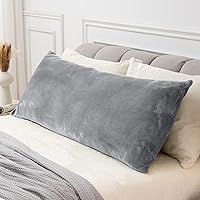 BEDELITE Super Soft Fuzzy Fleece Body Pillow Cover 20x54 Zipper Closure - Cozy Plush Pillowcase for Pregnancy & Winter Sleep (Gray)