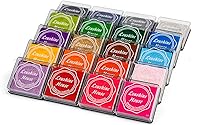 Lsushine 20 Colors Rainbow Finger Ink Pads for Kids - Safe Non-Toxic Craft Stamp Pads, DIY Painting Set Pack of 20