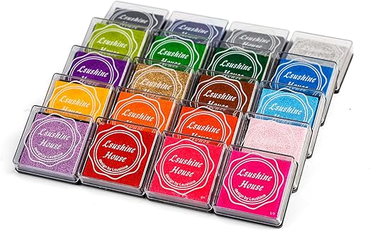 Lsushine Craft Ink Pad Stamps Partner DIY Color,20 Colors Rainbow Finger Ink pad for Kids (Pack of 20)