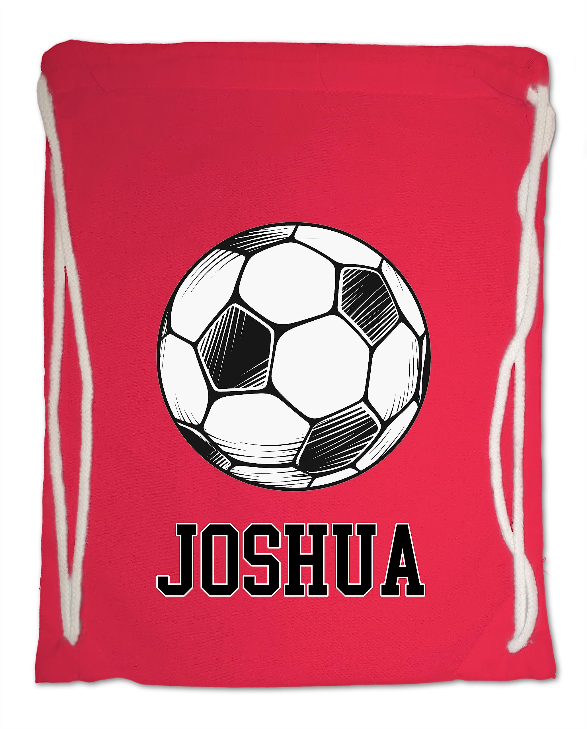 Kids Gym Bag. Personalised Any Name Football, Swimming, PE, School, Travel, Drawstring Bag (Red)