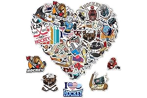 50 Pack Pcs Ice Hockey Stickers for Water Bottles
