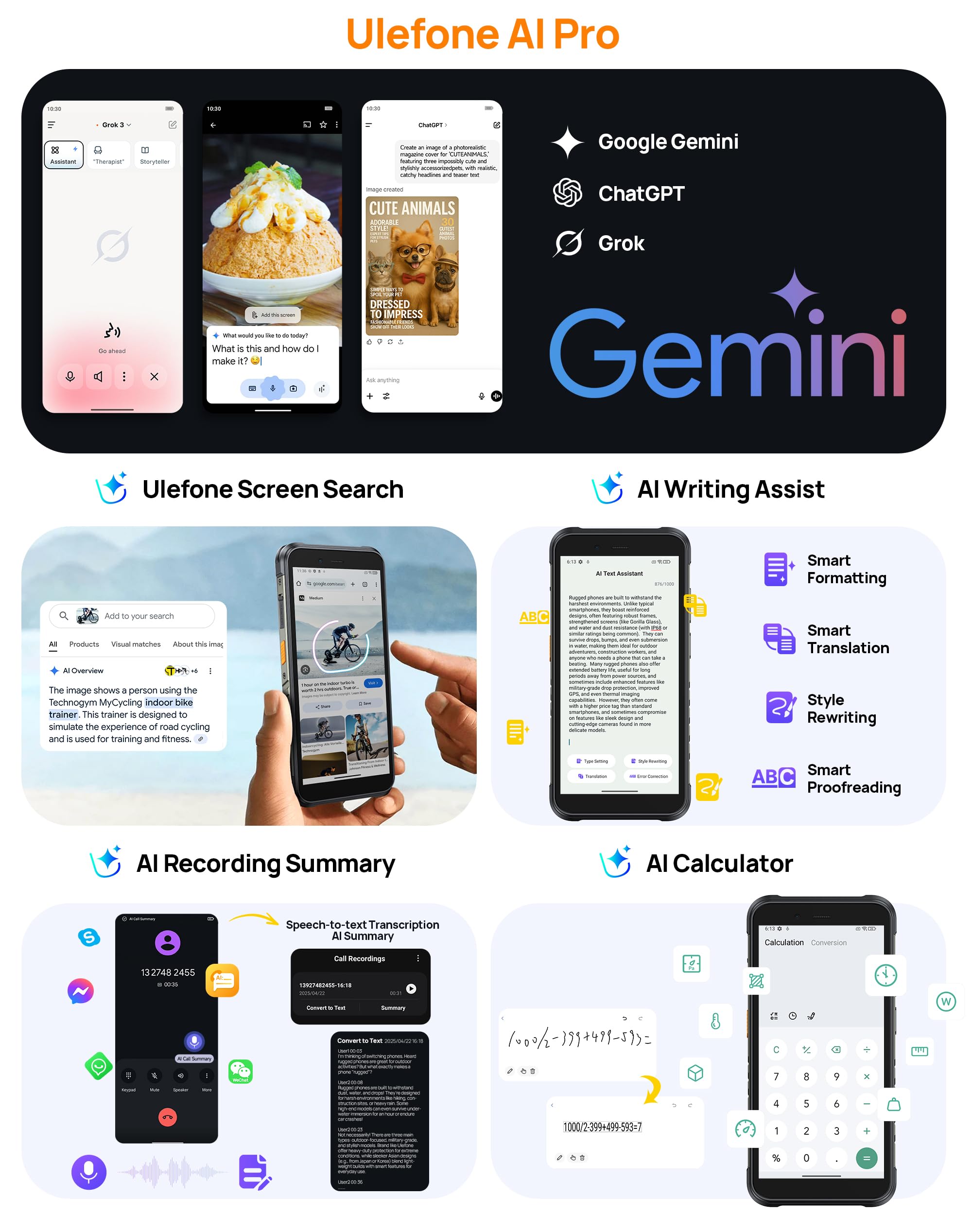 Ulefone 4G Rugged Phone, RugKing Unlocked Smartphone, Android 15, 16+256GB, 50MP+2MP+8MP Camera, 9600mAh, 126dB Speaker, 5.99” Screen, 3-Card Slot, NFC/GPS, Dual LTE