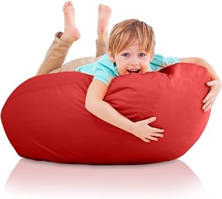 Aiire Puff Infantil XXL con Relleno Incluido - Sillon Infantiles para Decoracion Habitacion Niña - Silla, Sofa o Puf Gamer - Sillon Gamer Gigante Rojo - Originales Regalos para Niños de 6 a 10 Años