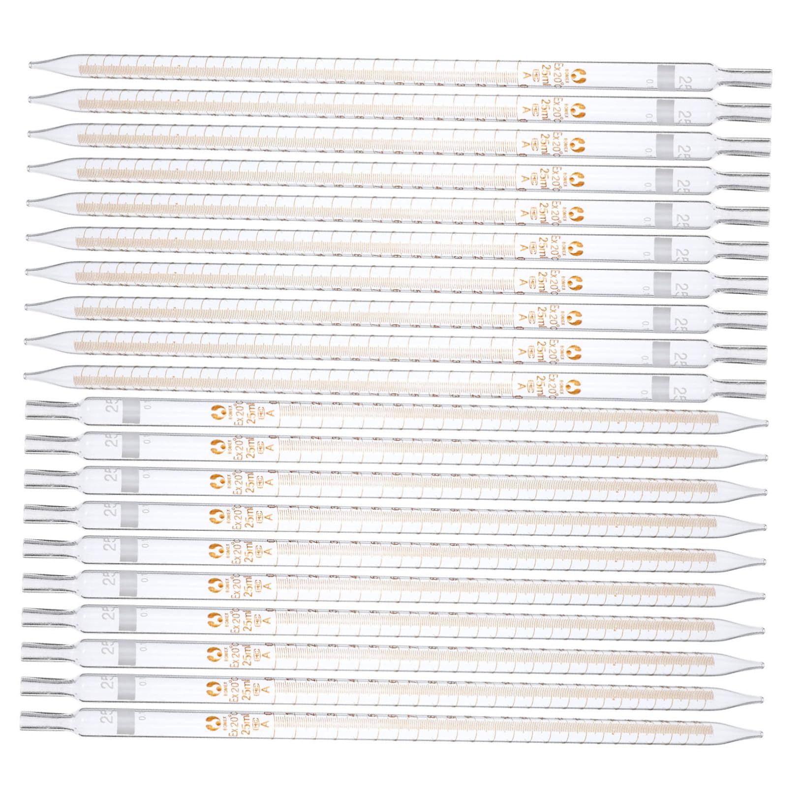 Pipette en Verre Graduée de Laboratoire 25ml Lot de 20 Pièces
