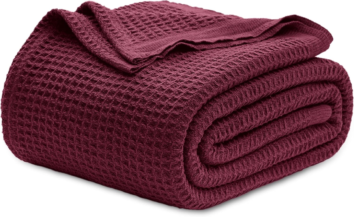 Bedsure Gentlesoft 100% Cotton Blanket King Size for Bed - Breathable and Soft, Thick Cozy Waffle Weave Christmas Blanket Gift for Women, Red, 104x90 inches 08 - Red King (104" x 90")