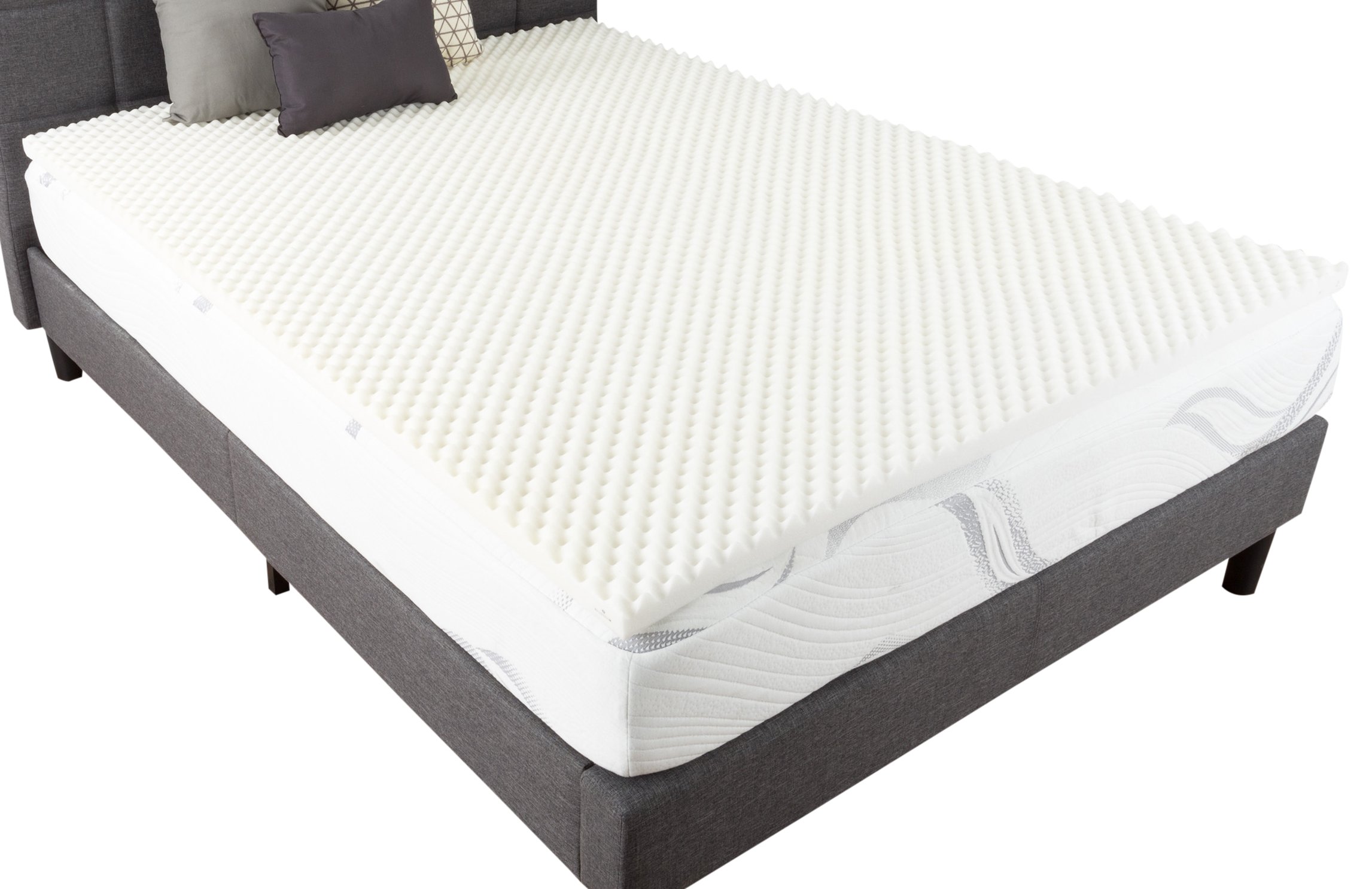Bluestone 82-TEX1038 Egg Crate Memory Foam Topper-2" Mattress Pad with Ventilation, Twin, White