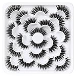 Veleasha Lashes 10 Pairs Natural Fluffy False Eyelashes Soft Wispy Lashes 3D Faux Mink Lashes Pack (V42)