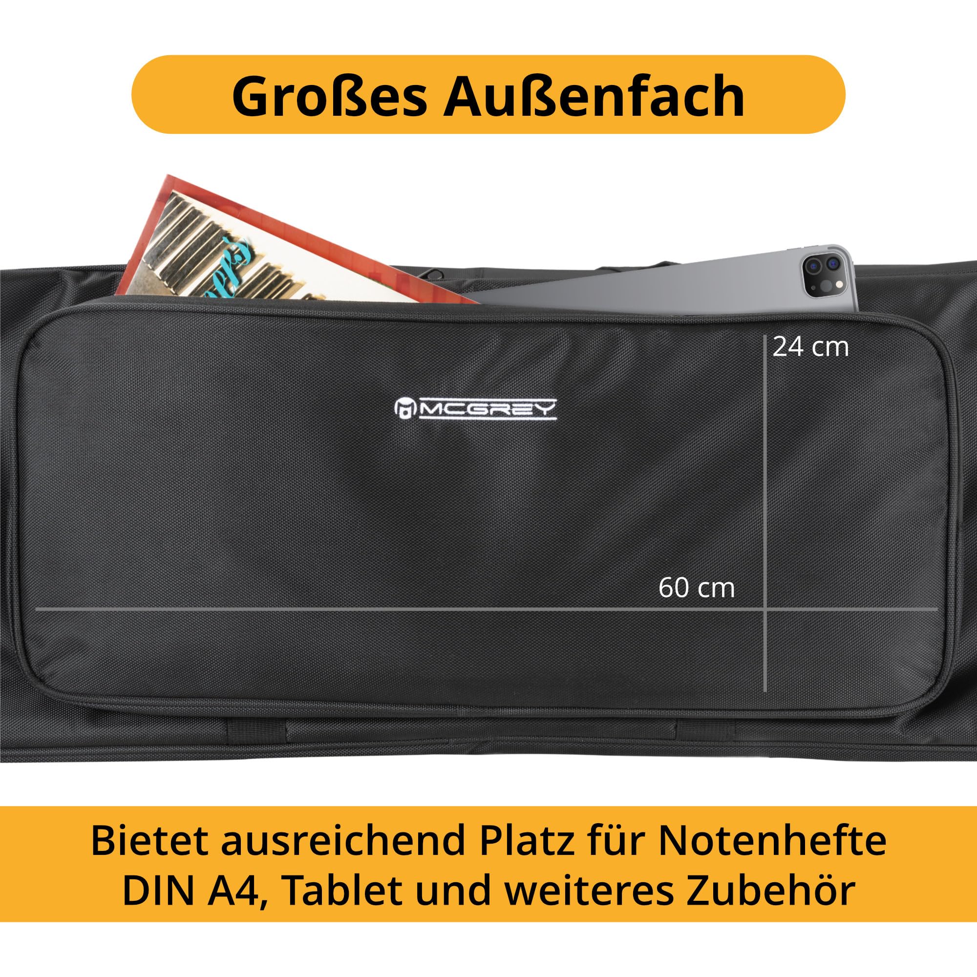 McGrey KBT-3222-88 Keyboardtrolley - Trolley-Gigbag für Keyboard & Piano mit 88 Tasten - Leicht, komfortabel & robust - Dicke Innenpolsterung - Gepolsterte Rucksackgarnitur - Wasserabweisend - schwarz