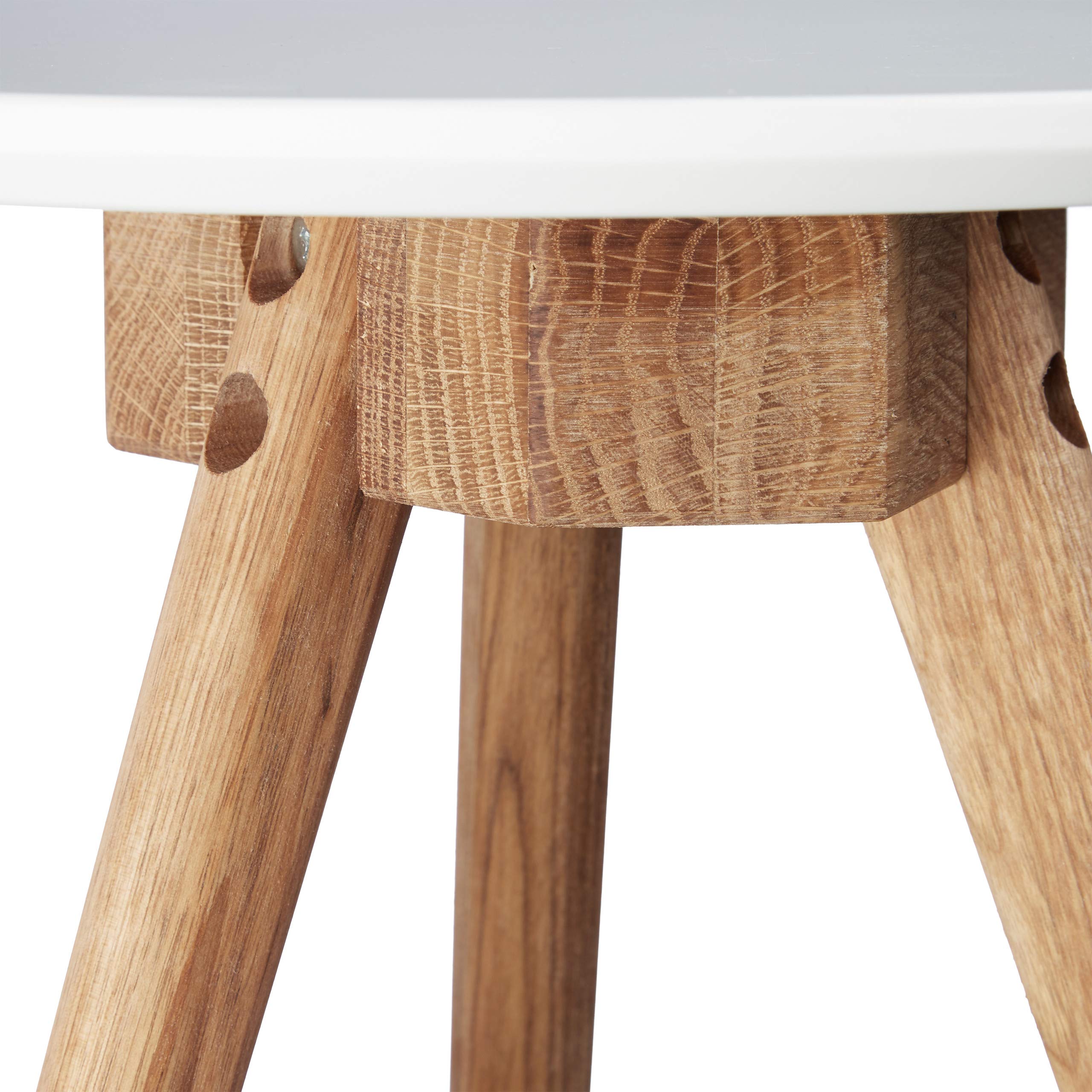 Relaxdays Beistelltisch 3er Set, Beine aus Walnussholz, weiße Tischplatte 50, 40, 32 cm, nordisches Design, weiß / natur