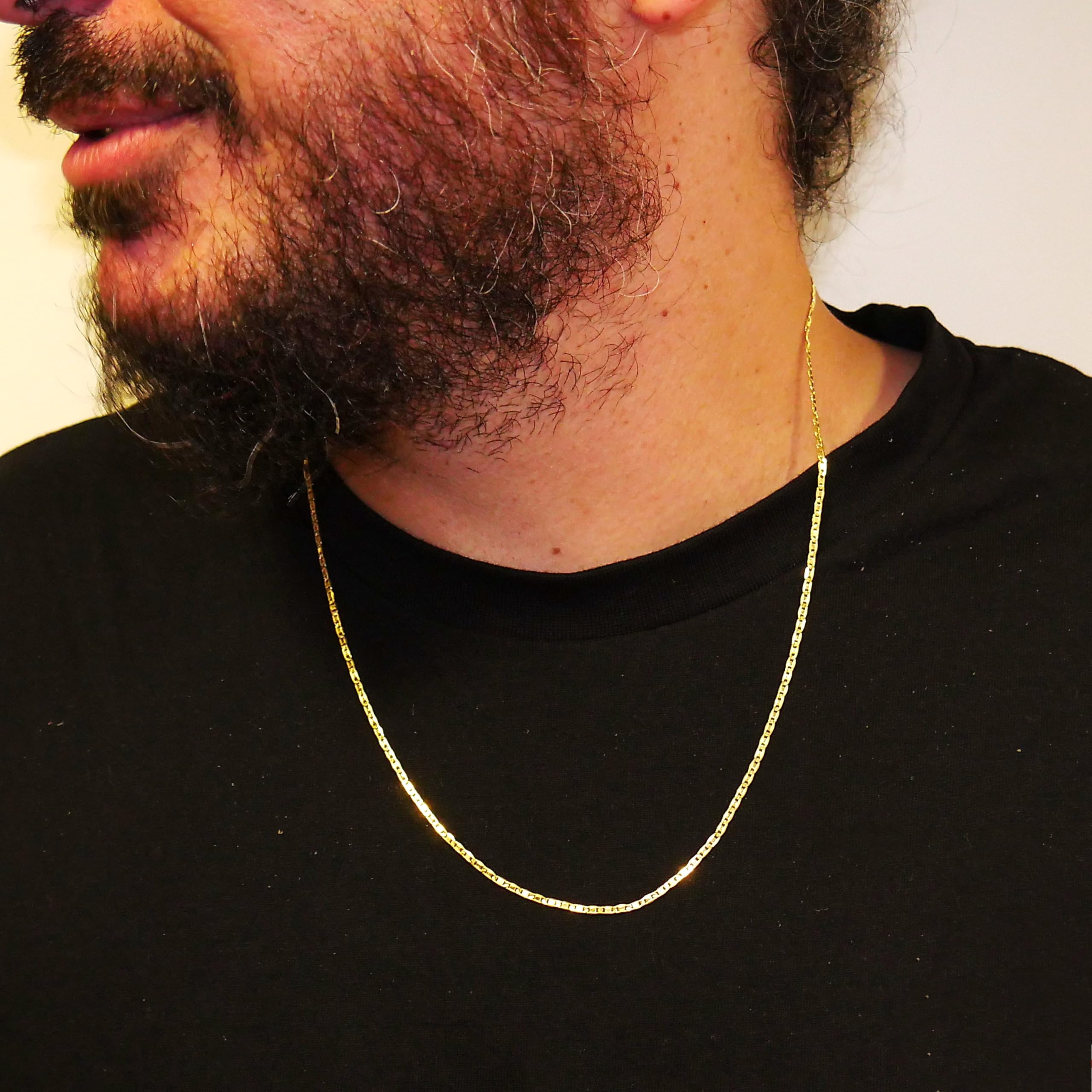 Never Say Never Cadena de Oro 18k Unisex – Modelo Valentino Clásico – 60 cm – Ligera, Elegante y Versátil