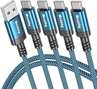 Type C Cable Fast Charging Cable,(4 Pack 1.6ft+3.3ft+6.6ft+6.6ft) Type C to USB A Cable,USB C Charging Cord for Samsung Galaxy S23 Ultra S22 S21 S20 A13 A53 S10 Note 20 10 9 Moto Android USB C Cable