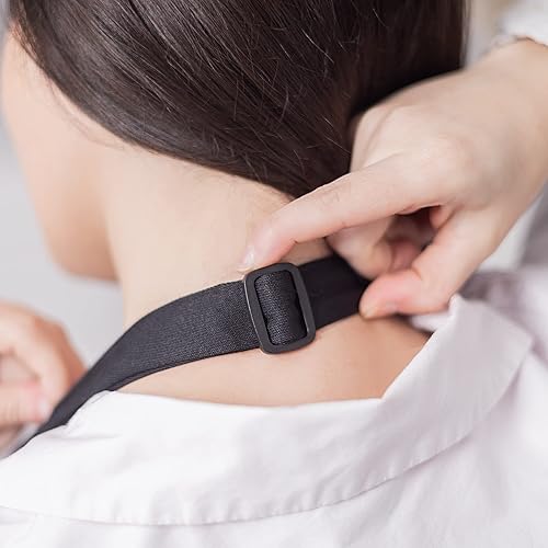 Miniatura 4 de Delantal negro de longitud completa con clip con 5 bolsillos y bolsa con cremallera, fácil de limpiar, ideal para servidores, cocina, limpieza,