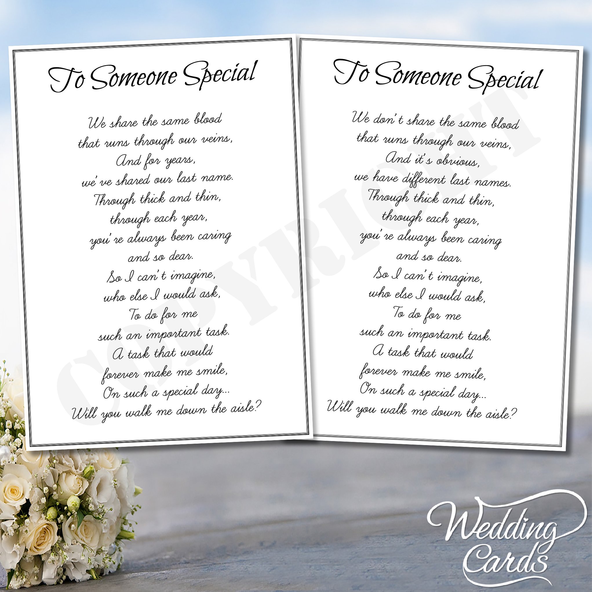 Wedding Cards Any Colour Will You Walk Me Down The Aisle (Any Text/Colours/Names/Relations) Card A6