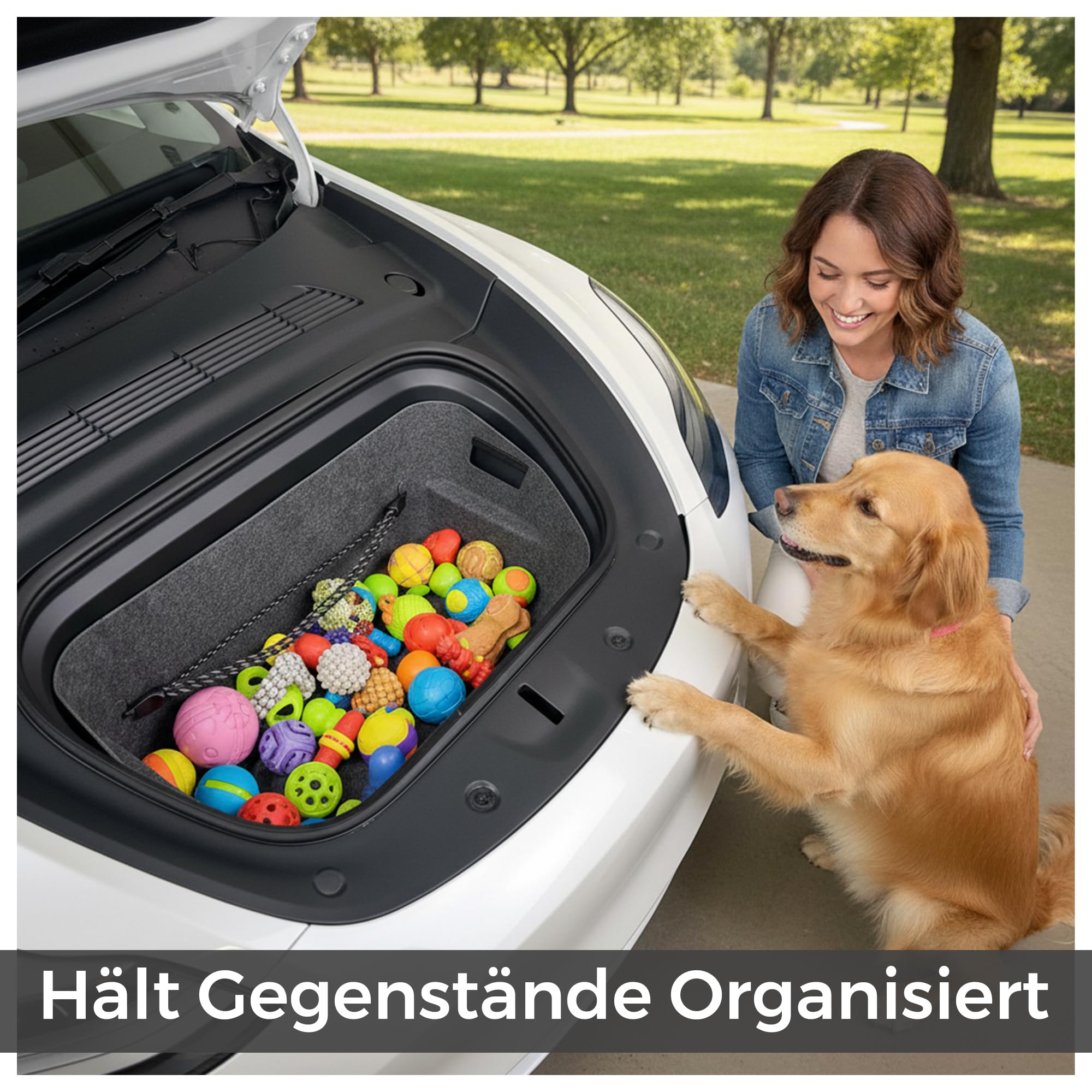 VLOX Tesla Model Y Frunk Organizer Aufbewahrungsbox – Passgenau für Modell Y 2021–2024, 117L Kapazität Auto-Aufbewahrungsbox mit 4 Schlaufen für Gurte – Praktisches Tesla-Y-Zubehör