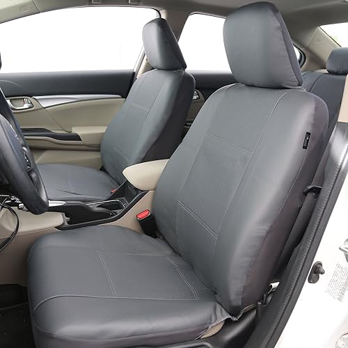 Miniatura 2 de FH Group FH-PU007128 - Fundas de asiento de automóvil de 3 filas de piel sintética de lujo con 8 reposacabezas, compatible con bolsa de aire y