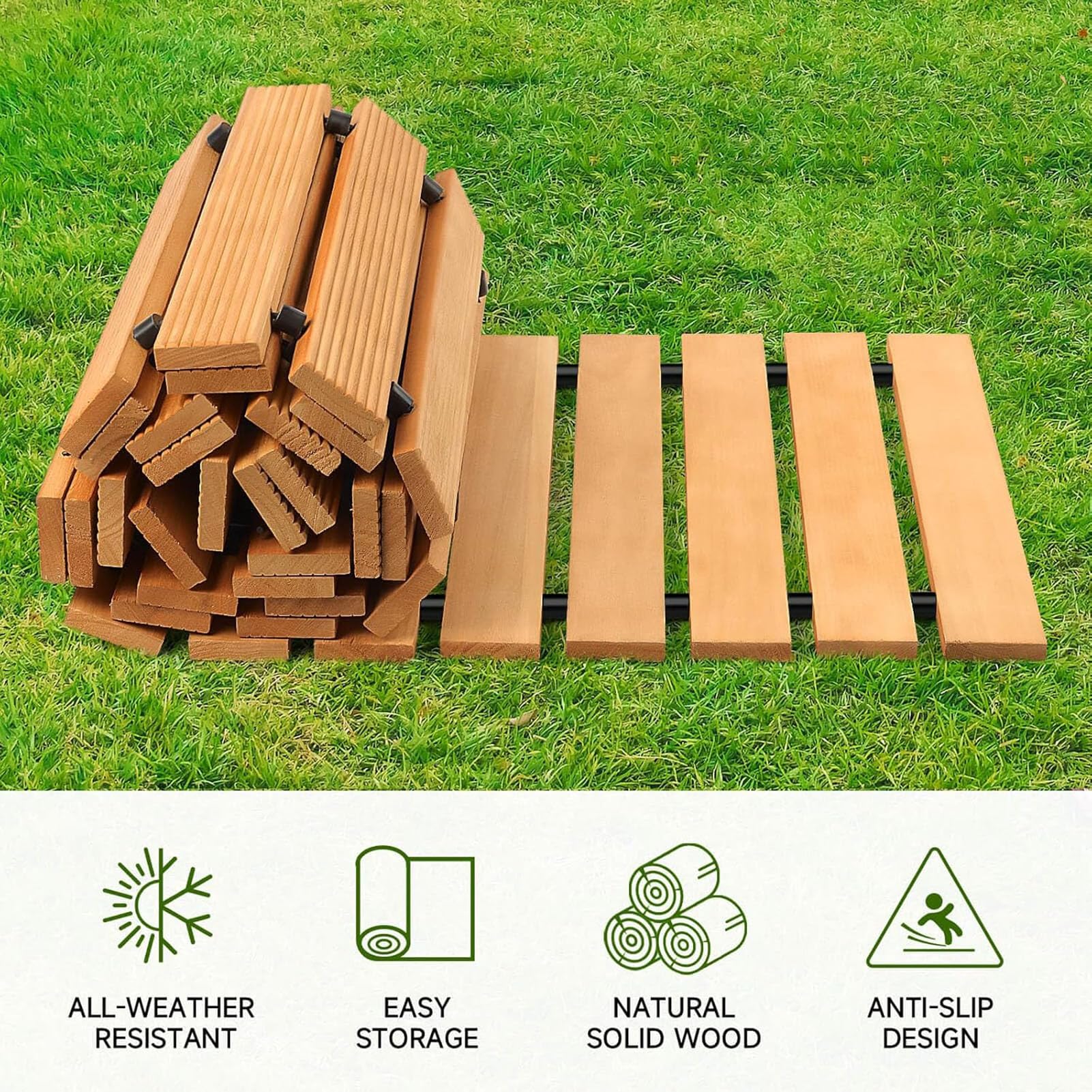 Passerella per Giardino, Camminamento Giardino Esterno, Percorso in Legno, Assi di Legno da Esterno, Robusto e Decorativo, per Prato, Giardino, Posteriore Cortile,4m/13.1ft