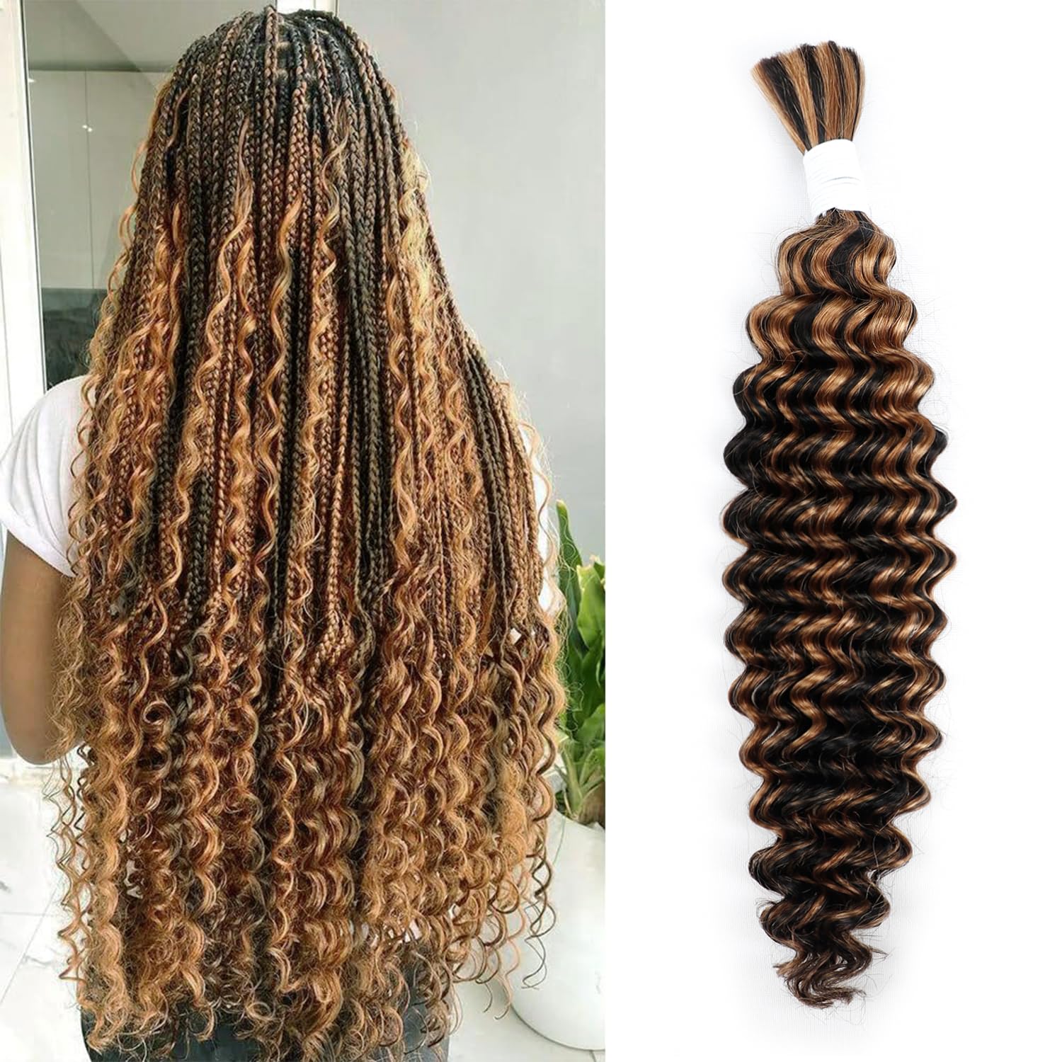 Human Hair Extensions 2 Bundles 100g 24 Inch Brazilian Virgin Hair for Braiding Amazon.com : Human Braiding Hair 2 Bundles/Pack 100g Deep  main image 2