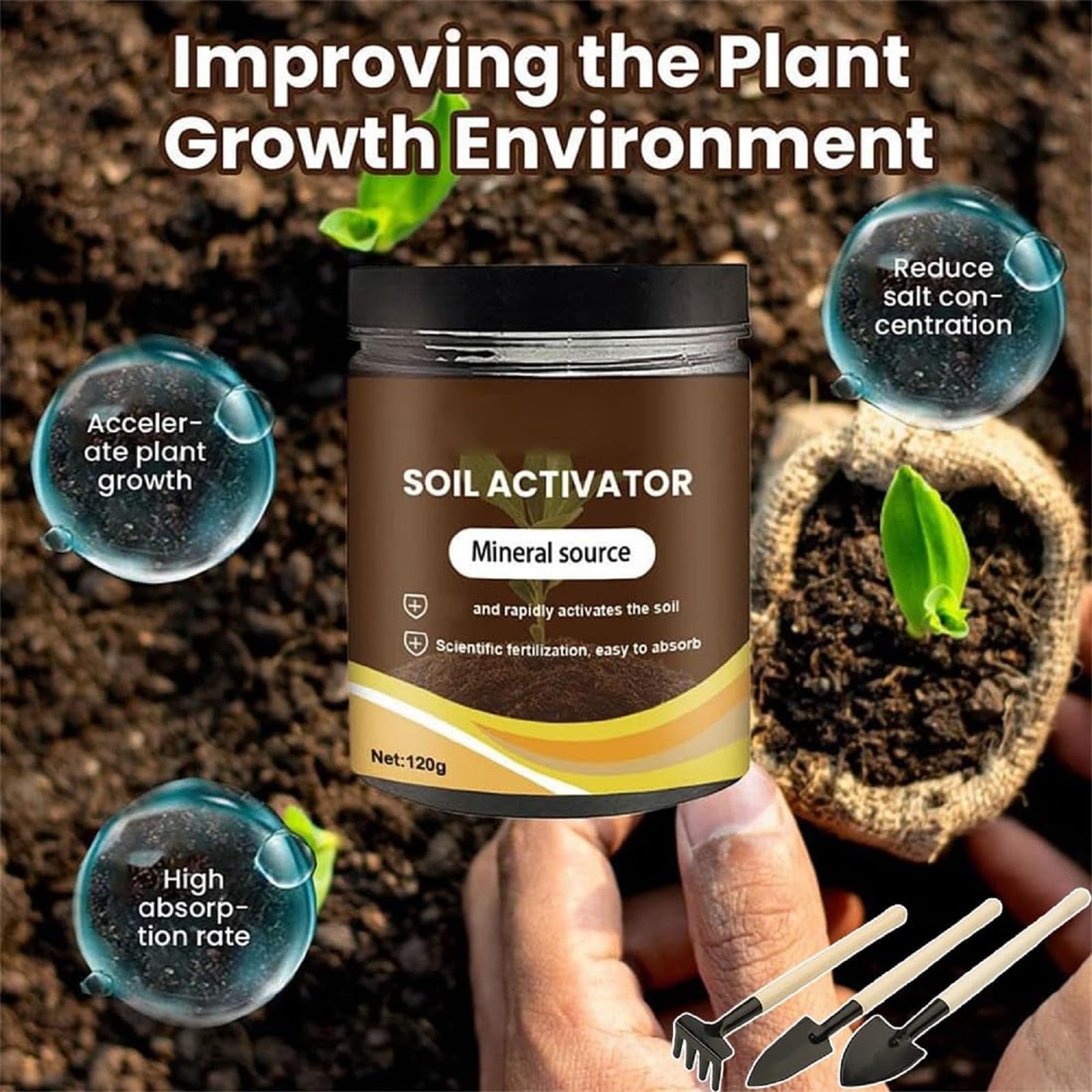 Soil Pro Activator, Activateur Naturel De Sol Pour Une Décomposition Plus Rapide, Stimulateur De Santé Du Sol Pour Les Fleurs Et Les Plantes En Pot (3pcs)
