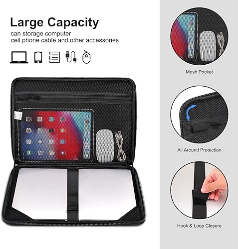 Miniatura 3 de MOSISO Bolsa de hombro rígida para computadora portátil de 15 a 15.6 pulgadas, impermeable, a prueba de golpes, trapezoidal, trapezoidal, funda de