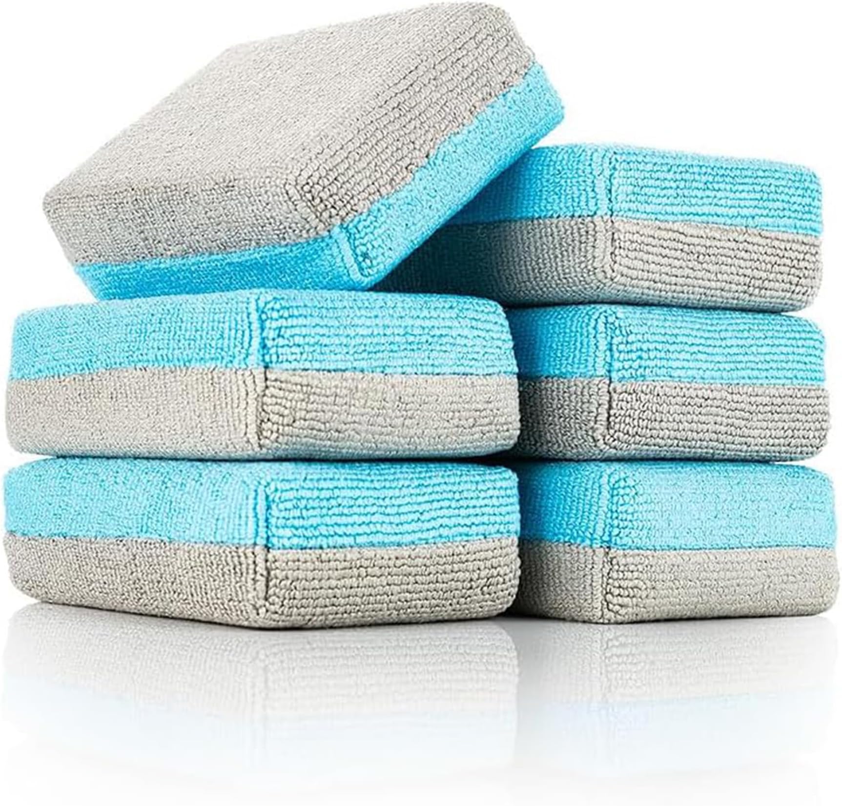 The Rag Company - Ultra No Soak Coating Applicator - Ultra Blue and Ice Grey - 6 Pack - 3 Inch by 5 Inch Applicator Sponge
