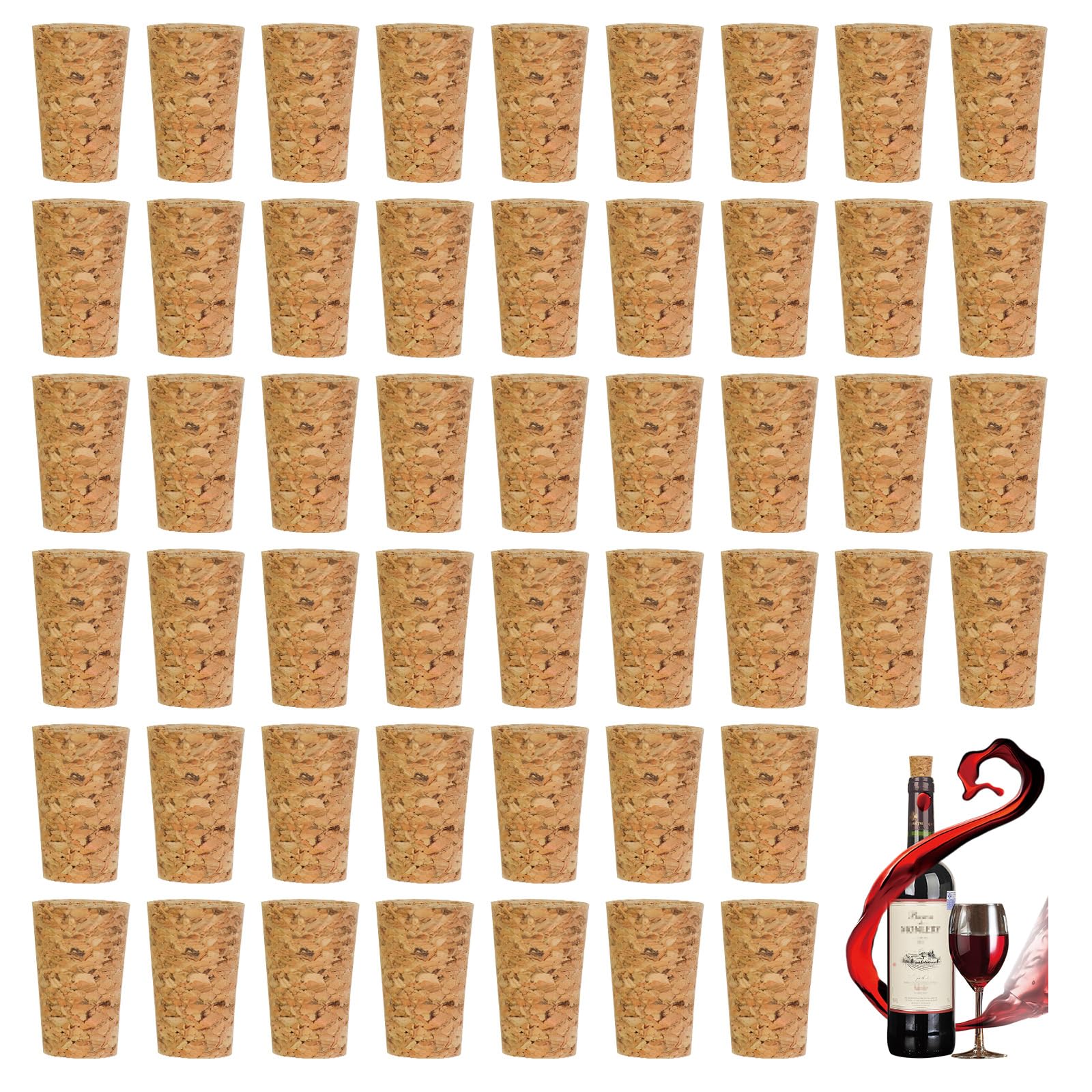 Pengshow Wine Corks, Natural Soft Wine Bottle Cork, 50PCS, 22X17X35 MM