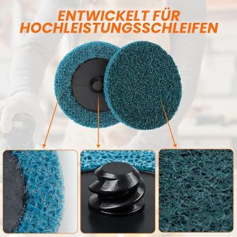 30 Piece Sanding Discs Set 50 mm Quick Change Discs with 1/4 Pad Holder Shaft for Rod Sanders Surface Rusting Grinding Polishing Rust Colour