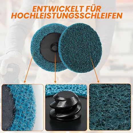 30 Piece Sanding Discs Set 50 mm Quick Change Discs with 1/4 Pad Holder Shaft for Rod Sanders Surface Rusting Grinding Polishing Rust Colour