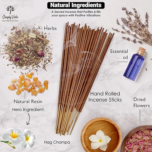 Miniatura 4 de Simply Vedic Nag Champa - Varillas de incienso de 8.82 oz con soporte, 135 agarbatti naturales enrollados a mano, sin carbón, aromaterapia de larga