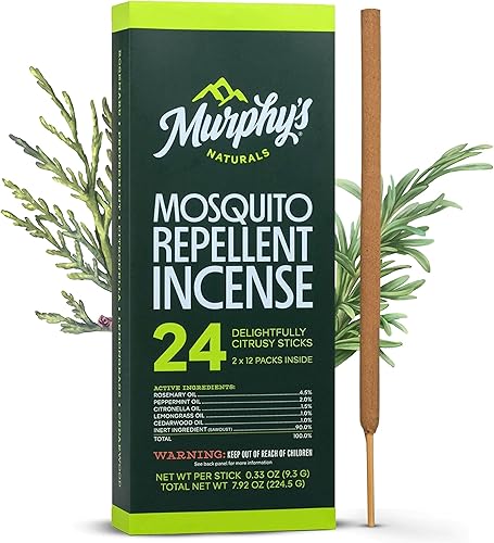 Murphys Naturals Varitas de incienso repelentes de mosquitos  Sin DEET con aceites esenciales a base de plantas  Protección de 25 horas  12 barras