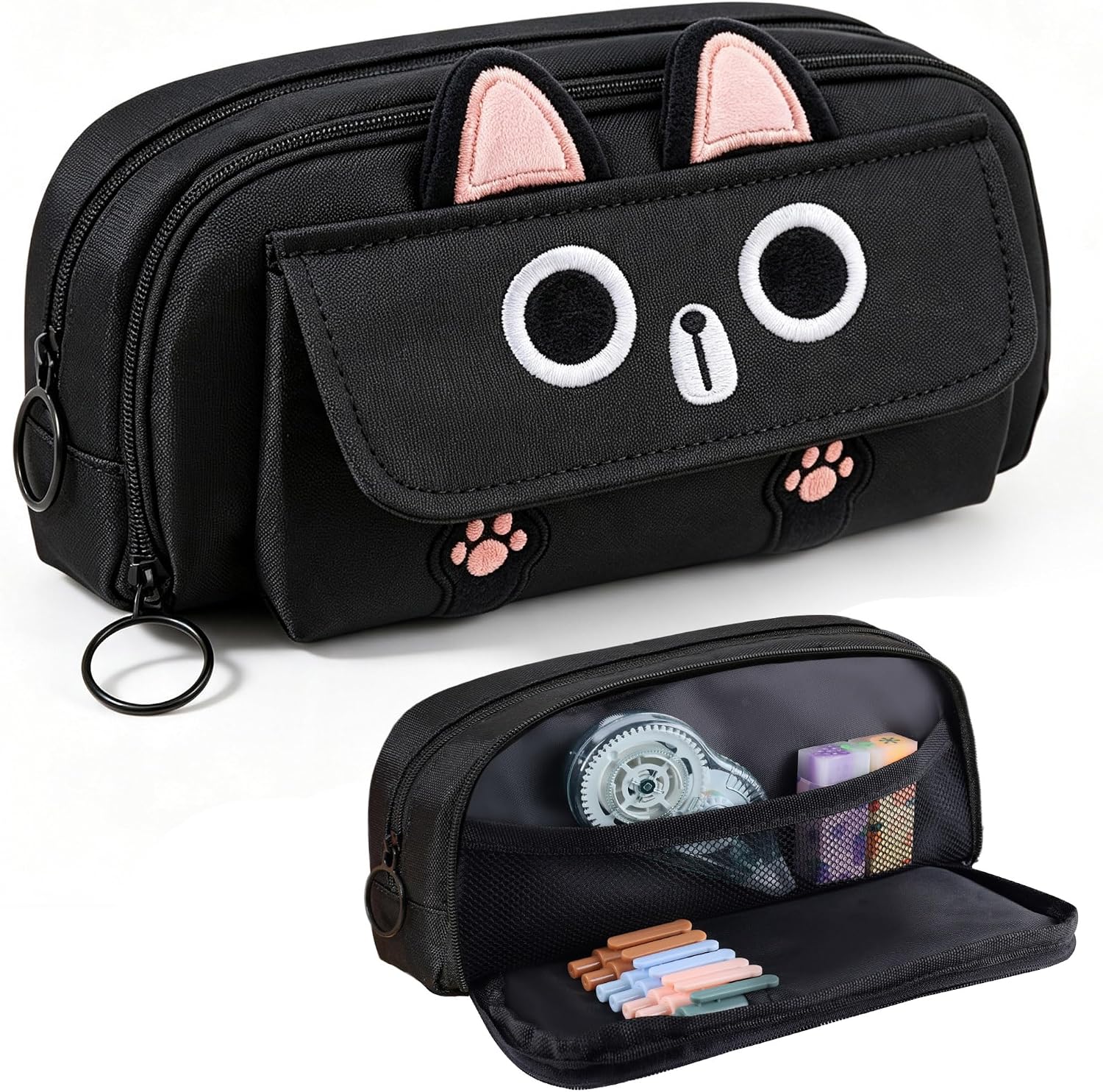 Cute Cat Pencil Case, Large Capacity Pencil Pouch Pencil Box Organizer Pen Bag Kawaii Makeup Bag for School Office
