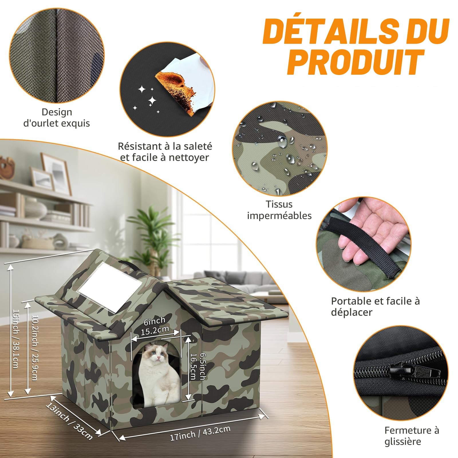 Niche pour Chat Exterieur, Cabane Chat Exterieur Facile à Laver, Résistance à La Chaleur et au Froid, Niche D'extérieur pour Chats pour Animaux Domestiques Errants et Chats Domestiques