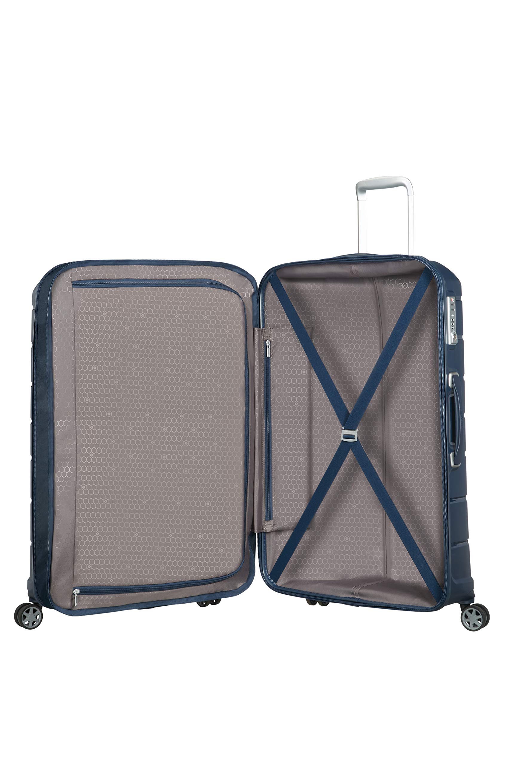 Samsonite Flux - Valigia espandibile Spinner M, 68 cm, 85 L, Blu (Blu Navy)