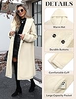 Wiepux Women's Warm Hooded Sherpa Faux Fur Coat with Pockets - Winter Fleece Cardigan for Travel & Daily Wear